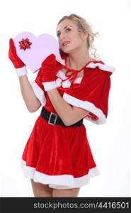 Woman dressed as Mrs Claus