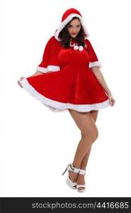 Woman dressed as sexy Mrs. Claus