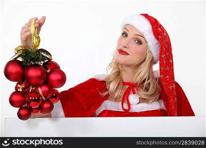Woman dressed in festive outfit