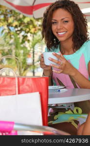 Woman drinking hot drink