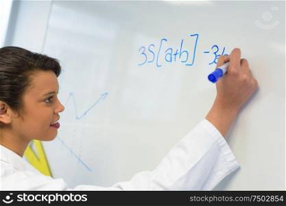 woman during a math lesson