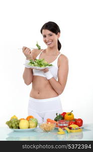 Woman eating healthy food