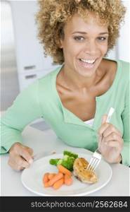 Woman Eating Healthy meal,mealtime