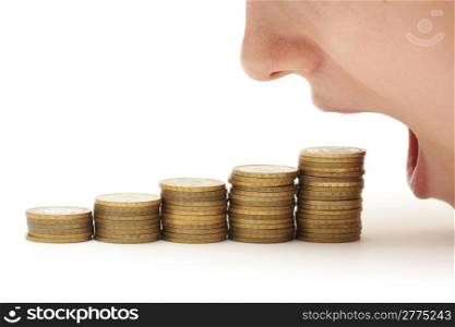 Woman eating money
