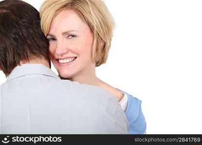 Woman embracing her partner