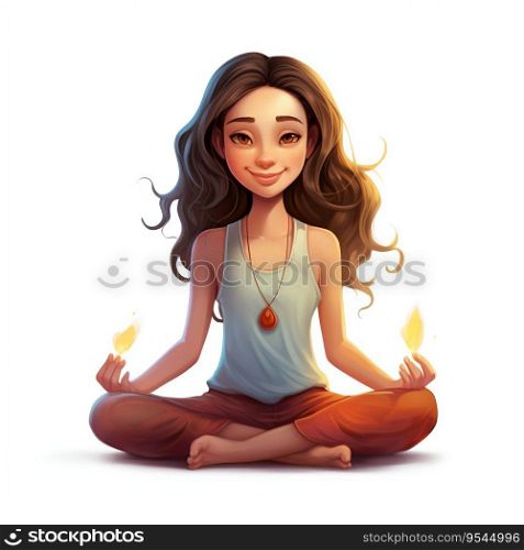 Woman Engaged in Peaceful Meditation. Generative ai. High quality illustration. Woman Engaged in Peaceful Meditation. Generative ai