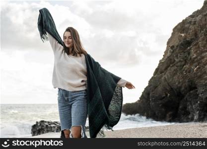 woman enjoying beach trip