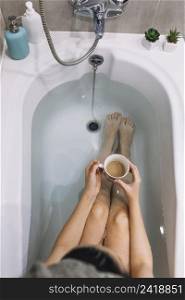 woman enjoying coffee bath