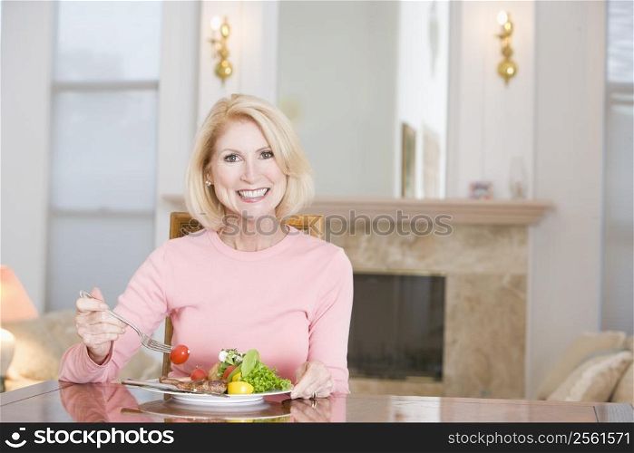 Woman Enjoying Healthy meal,mealtime
