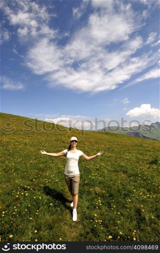 Woman enjoying her countryside holiday