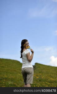 Woman enjoying her countryside holiday