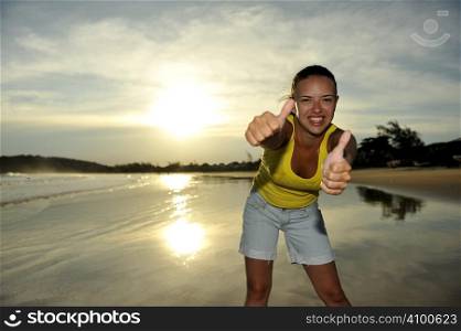 Woman enjoying her holiday on a tropical beach in Brazil