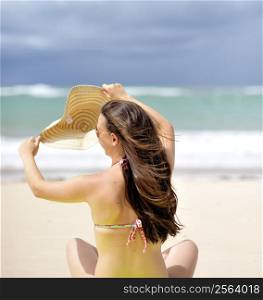 Woman enjoying on the beach, Brazil