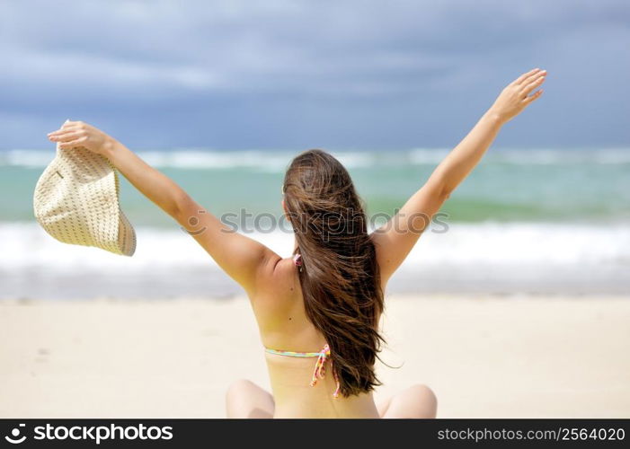 Woman enjoying on the beach, Brazil