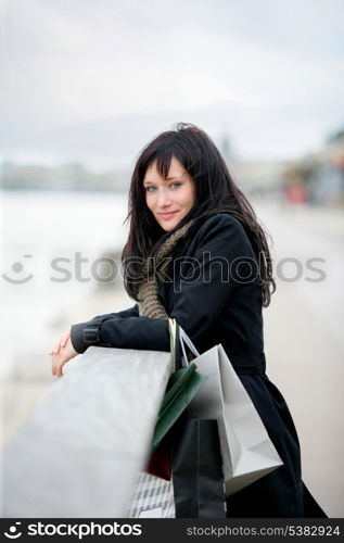 Woman enjoying shopping trip