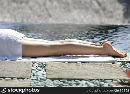 Woman enjoying sunbathing