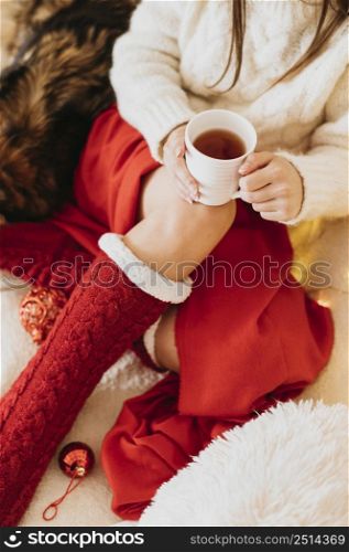 woman enjoying winter holidays