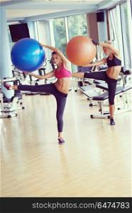 woman exercise and working out with fitness personal trainer in gym. working out with personal trainer