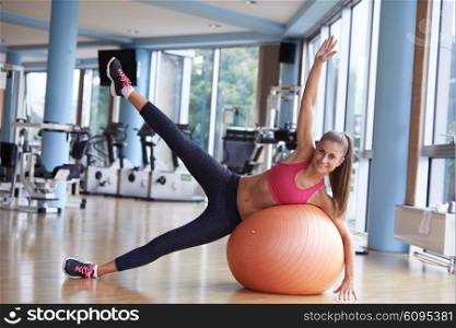woman exercise pilates in fitness gym club