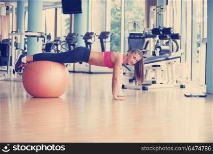 woman exercise pilates in fitness gym club. pilates woman
