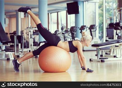 woman exercise pilates in fitness gym club. pilates woman