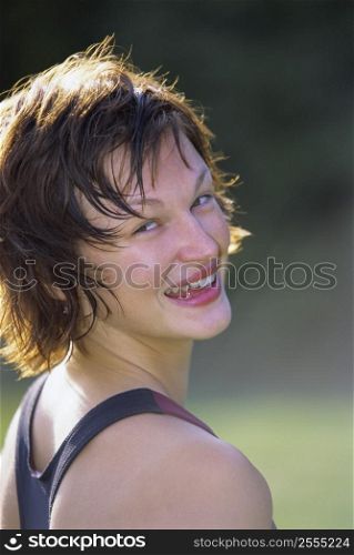 Woman exercising in park