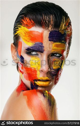woman face with bodyart