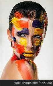 woman face with bodyart