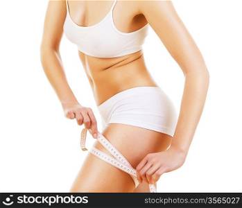 woman figure with white tapemeasure on white background