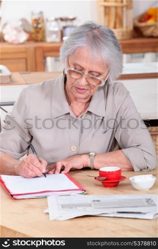 Woman filling out forms