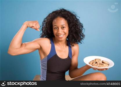 Woman Flexing with Cookies