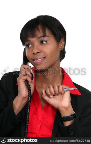 Woman flirting over the phone