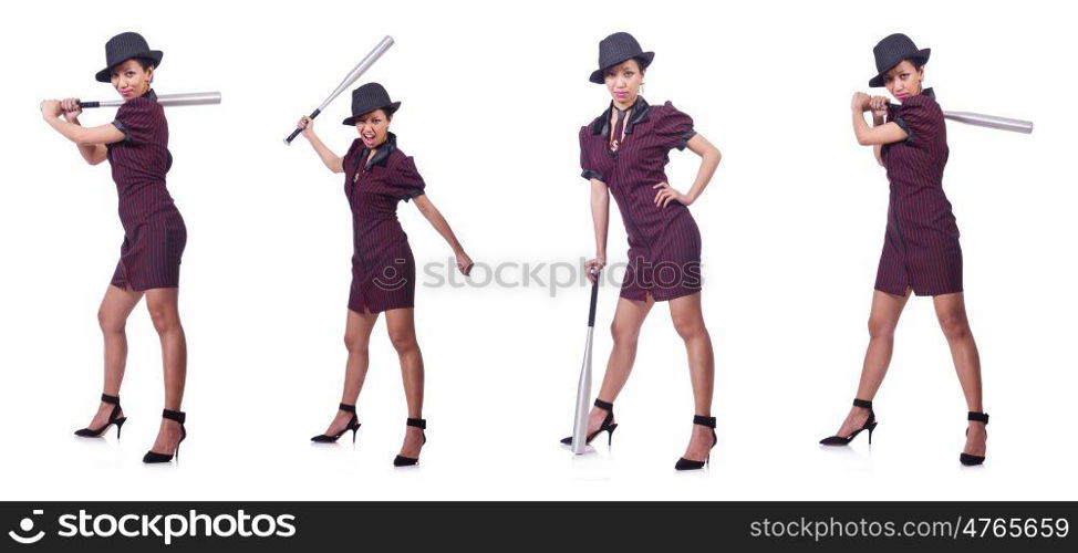 Woman gangster with baseball bat