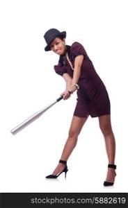 Woman gangster with baseball bat