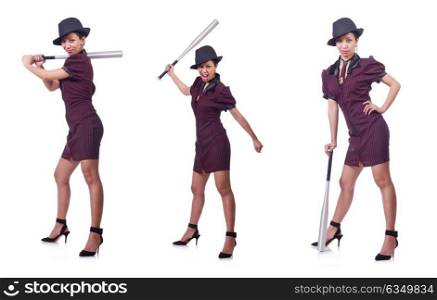 Woman gangster with baseball bat