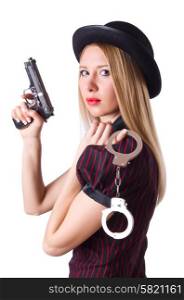 Woman gangster with gun and money
