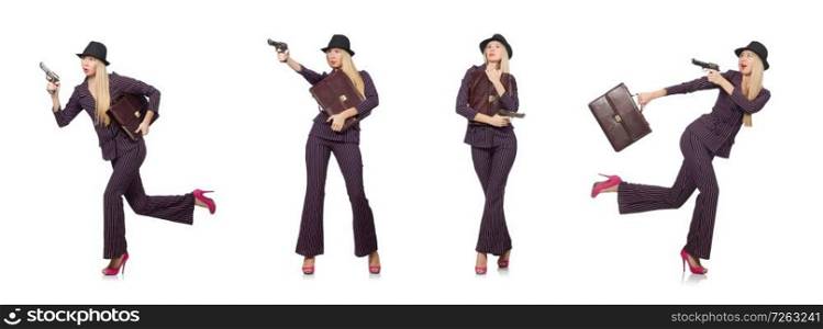 Woman gangster with gun in vintage concept. The woman gangster with gun in vintage concept