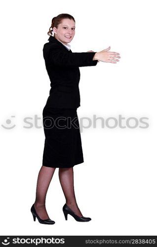 Woman gesturing a hug.