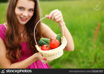 woman give vegetables to you