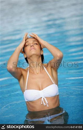 Woman going for a refreshing swim