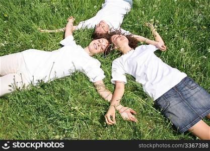 woman grass laying