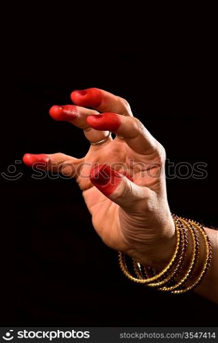 Woman hand showing Padmakosha hasta (meaning &acute;Lotus bud&acute;) of indian classic dance Bharata Natyam