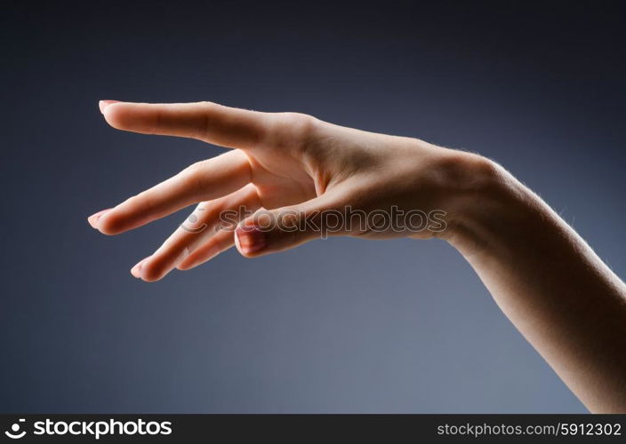 Woman hands against gradient background