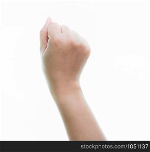 Woman hands holding isolate on over white backgrounds