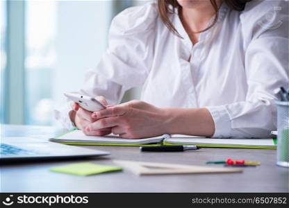 Woman hands working on computer at desk