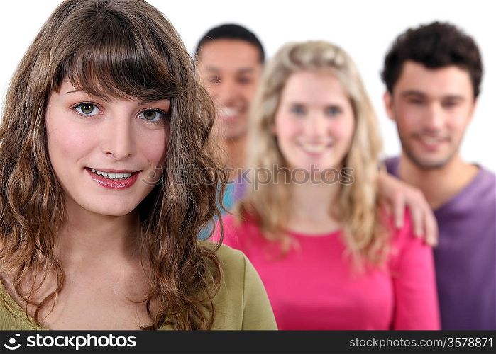 Woman hanging out with friends