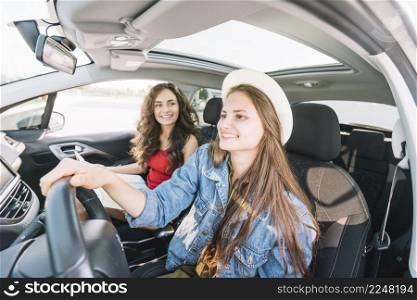 woman hat driving car