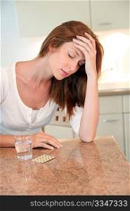 Woman having a headache