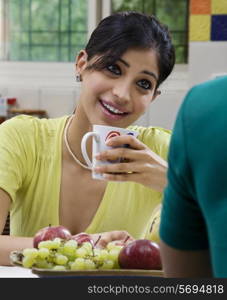 Woman having coffee