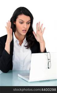 Woman having problem with computer